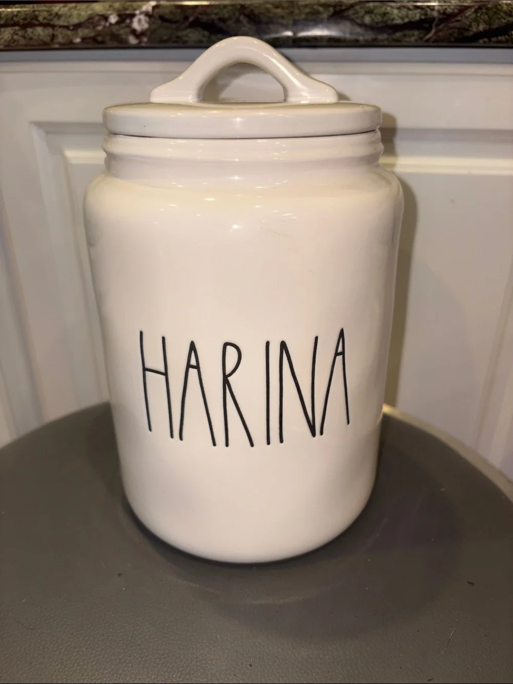 White Ceramic 'Harina' Kitchen Canister - White